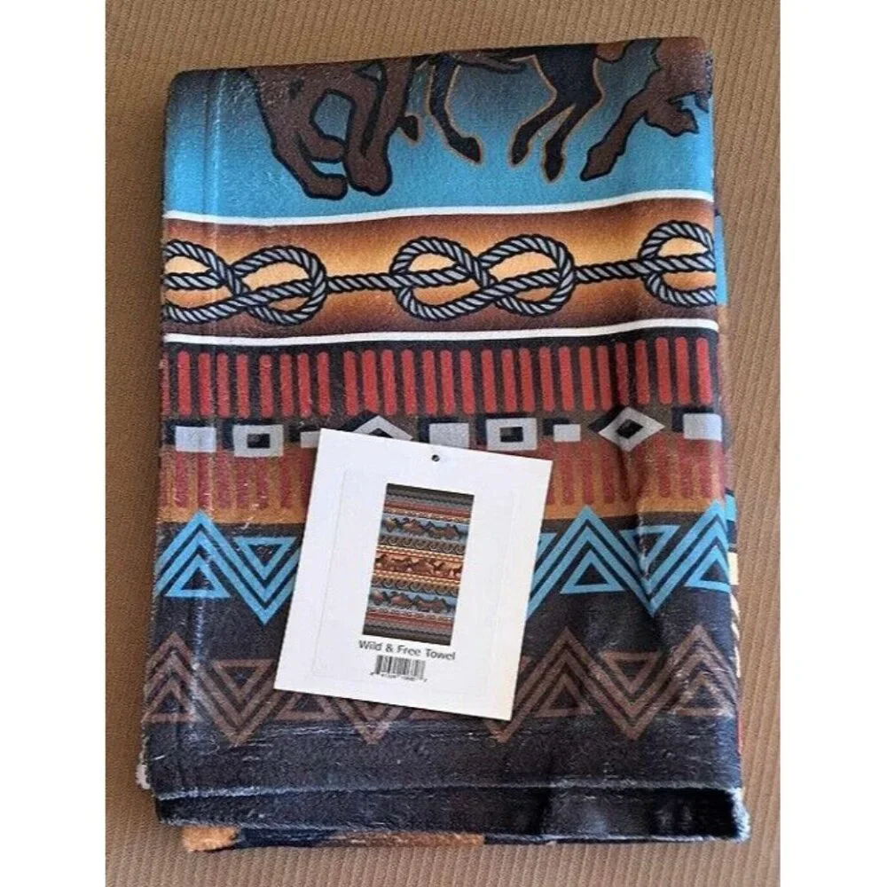 New Wild Free Horses Large Southwest Bath Beach Pool Gift Towel Horse Horseshoe - Picture 3 of 4